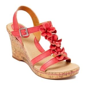 B.O.C Wedge Sandal Coral Evita Women's Strappy Heels NWT